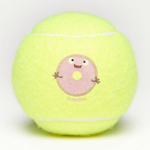 Pelotas De Tenis Personalizado de donut rosa alegre y brillante