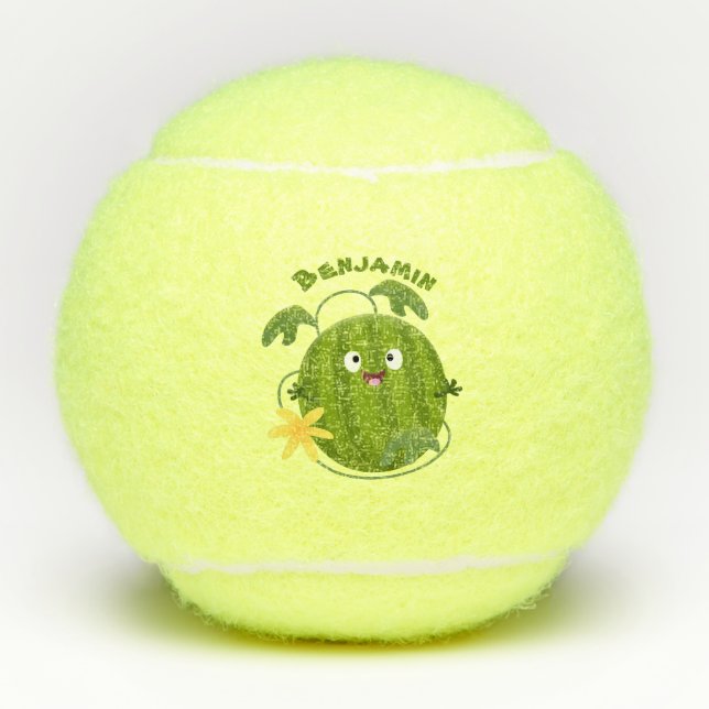 Pelotas De Tenis Personalizado de la sandía sonriente alegre (Anverso)