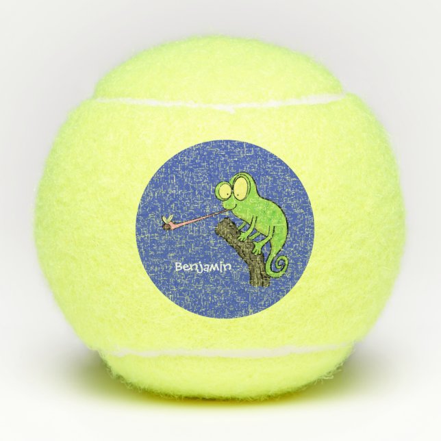 Pelotas De Tenis Personalizado de lagarto de camaleón verde lindo (Anverso)