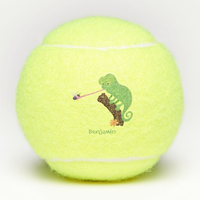 Pelotas De Tenis Personalizado de lagarto de camaleón verde lindo (Anverso)