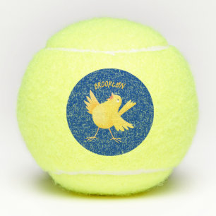 Pelotas De Tenis Personalizado de pájaro canario amarillo cantando 