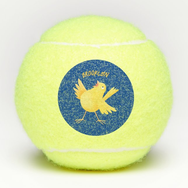 Pelotas De Tenis Personalizado de pájaro canario amarillo cantando  (Anverso)
