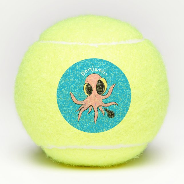 Pelotas De Tenis Personalizado de pulpo para bebés, dulce y descara (Anverso)