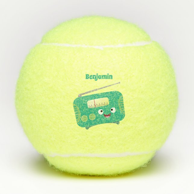 Pelotas De Tenis Personalizado de radio retro alegre y gracioso (Anverso)