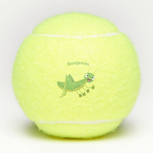 Pelotas De Tenis Personalizado de saltamontes alegre verde (Anverso)