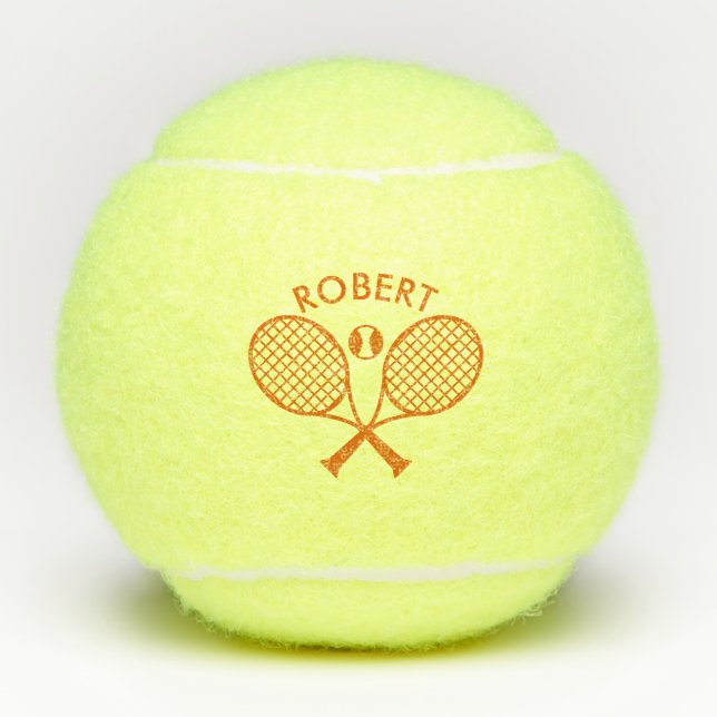 Pelotas De Tenis Personalizado de temas de tenis naranja Monograma (Anverso)