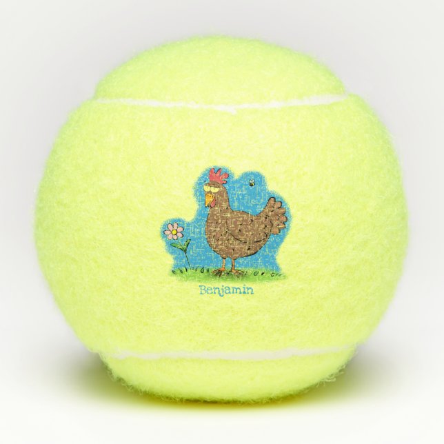 Pelotas De Tenis Personalizado divertido de pollo rústico y caprich (Anverso)