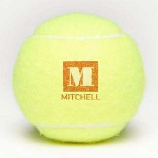 Pelotas De Tenis Personalizado Monograma Nombre Naranja Negrita Ini