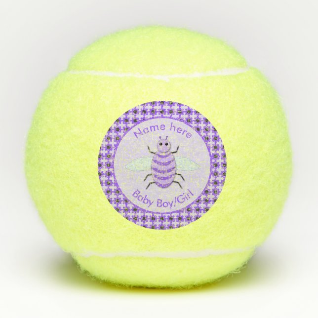 Pelotas De Tenis Personalizado Neutral de Abeja Cute Purple Bee (Anverso)