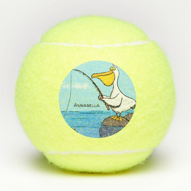 Pelotas De Tenis Personalizado pelícano de pesca divertida (Anverso)