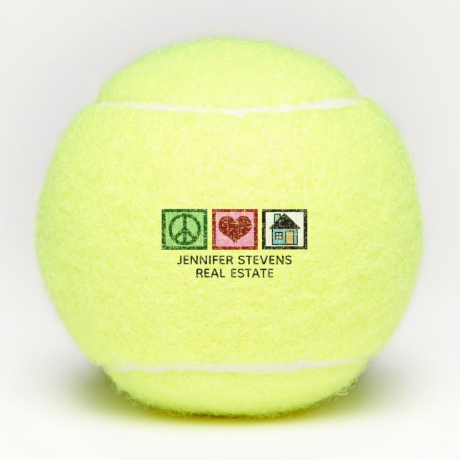 Pelotas De Tenis Personalizado Real Estate Company Peace Love Realt (Anverso)