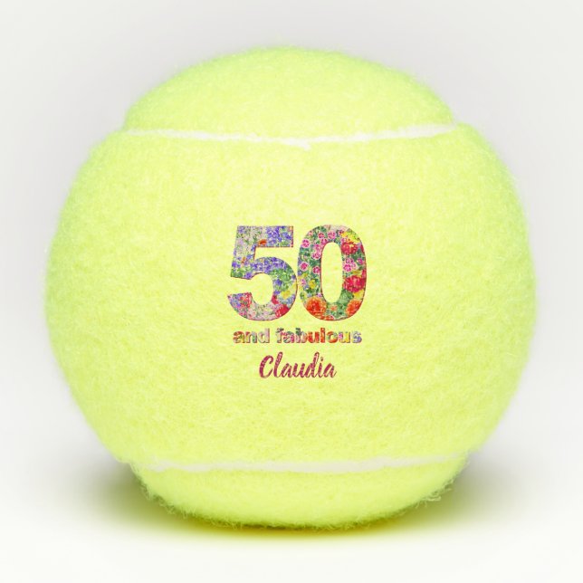 Pelotas De Tenis Personalizado Regalos de Tenis 50 cumpleaños 50 y  (Anverso)