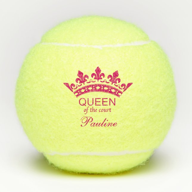 Pelotas De Tenis Personalizado Reina de las pistas de tenis rosadas (Anverso)