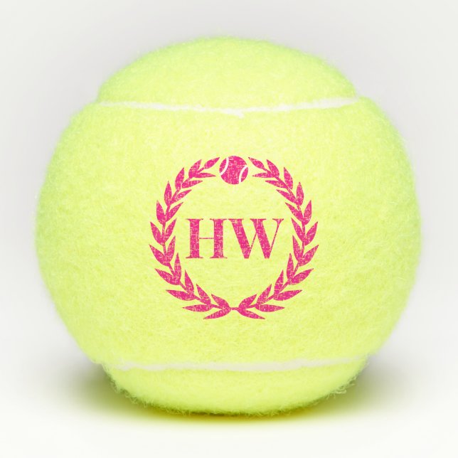 Pelotas De Tenis Personalizado Rosa Monogramado (Anverso)