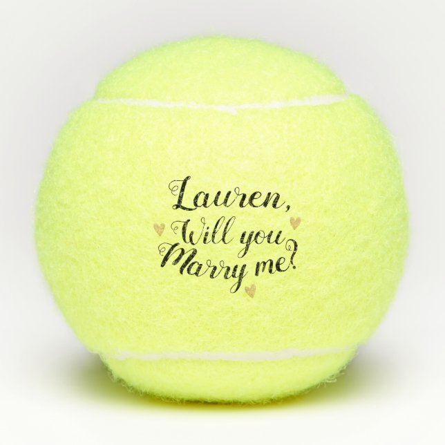 Pelotas De Tenis Personalizado ¿Se Casará Conmigo Propuesta (Anverso)