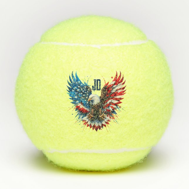 Pelotas De Tenis Personalized Patriotic Colors America Bold Eagle (Anverso)