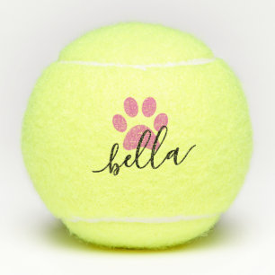 Pelotas De Tenis Pink Personalizado Dog Name Paw Print