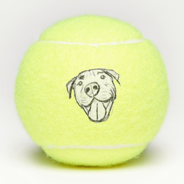 Pelotas De Tenis pitbull dibujar simples amantes del perro blanco n (Anverso)