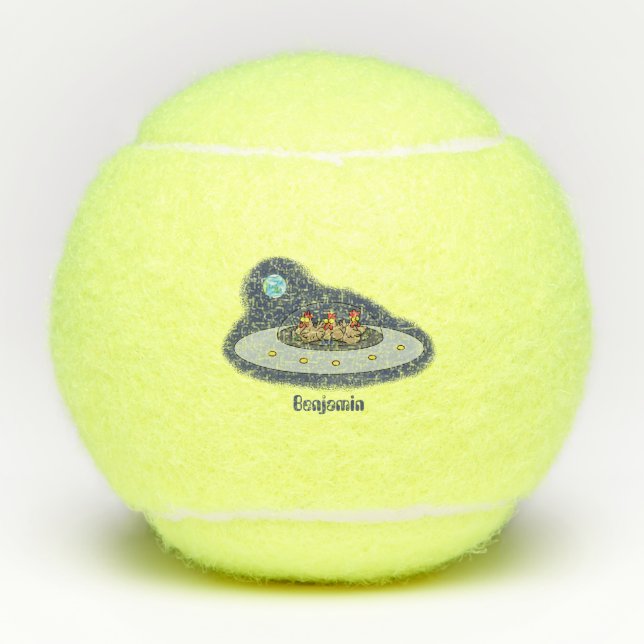 Pelotas De Tenis Pollos divertidos en el ilustracion del personaliz (Anverso)