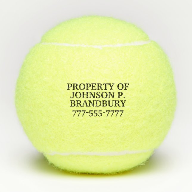 Pelotas De Tenis Propiedad Personalizada De (Anverso)