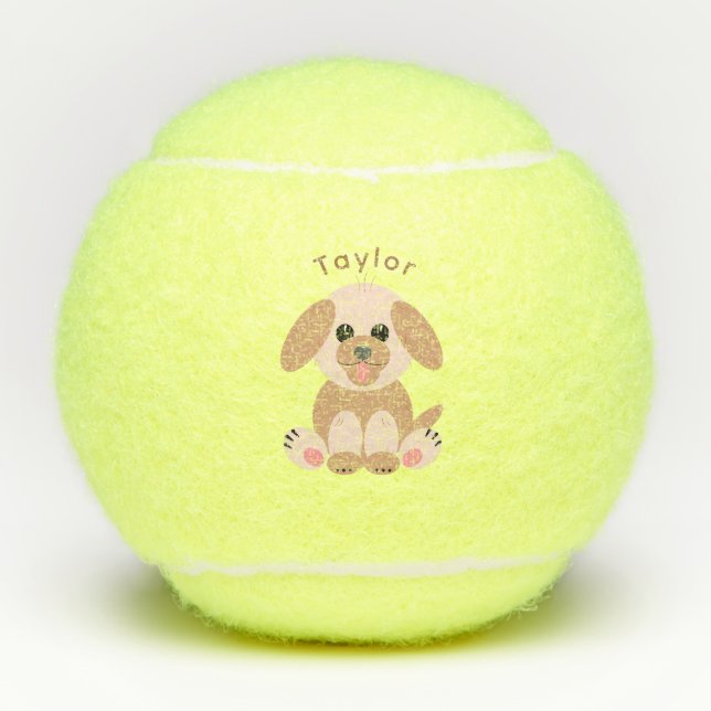 Pelotas De Tenis Puppy Dog Cute Personalizado Pastel Neutral Person (Anverso)