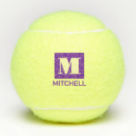 Pelotas De Tenis Purple Personalized Bold Nombre del Monograma Inic<br><div class="desc">PURPLE INK personalizado-estampado de pelotas de tenis personalizadas impresas con un nombre o texto personalizado en un gran bloque de letra serif y simple monograma de tenis moderno.</div>
