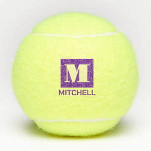 Pelotas De Tenis Purple Personalized Bold Nombre del Monograma Inic
