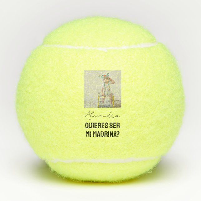 Pelotas De Tenis Quieres Ser Mi Madrina Godparent Proposal Player (Anverso)