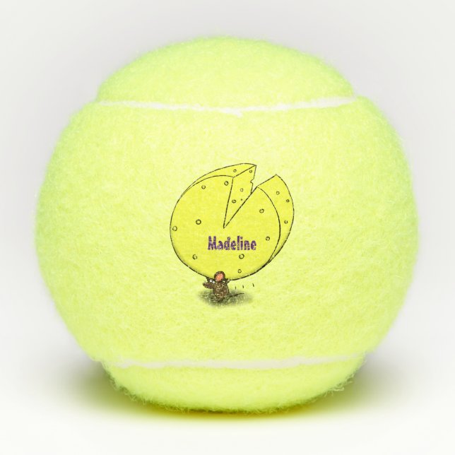 Pelotas De Tenis Ratón blanco con ilustracion personalizado de ques (Anverso)