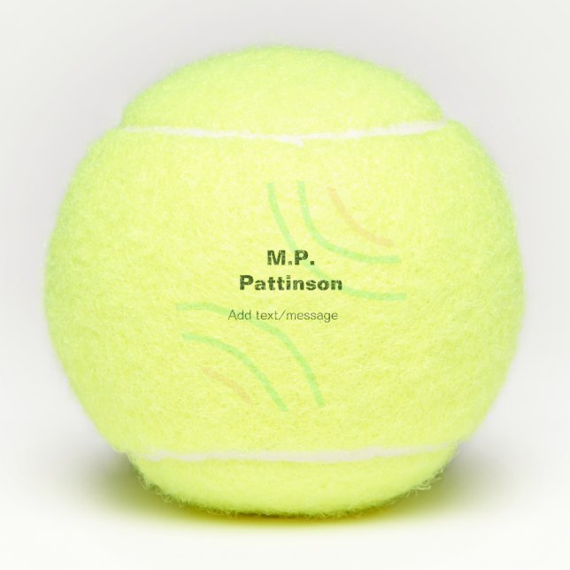 Pelotas De Tenis Rayas de naranja verde agregar mensaje de texto de (Anverso)