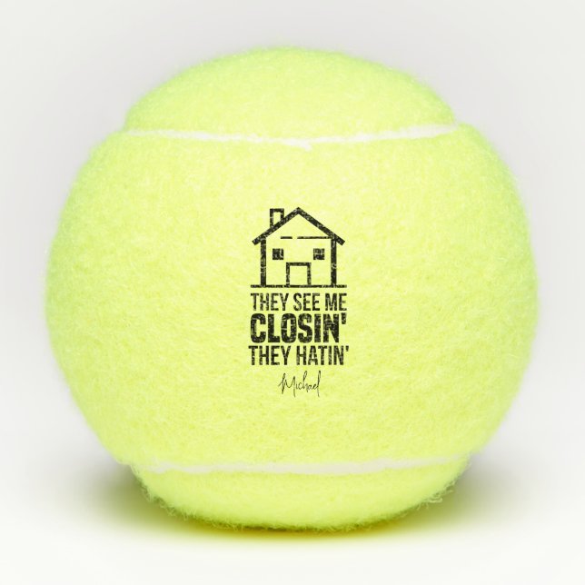 Pelotas De Tenis Realtor personalizado del agente inmobiliario Brag (Anverso)