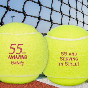 Pelotas De Tenis Regalo de cumpleaños 55 y asombroso de tenis rosa