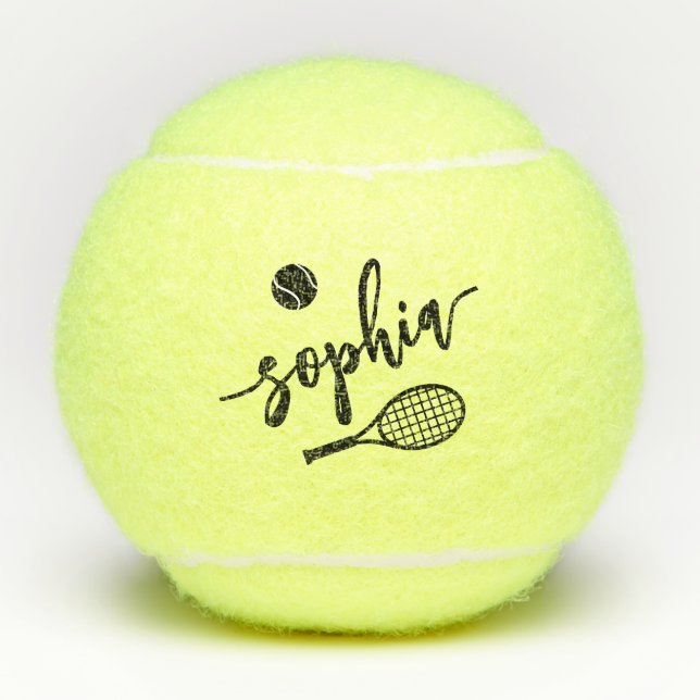 Pelotas De Tenis Script de firma de nombre personalizado (Anverso)