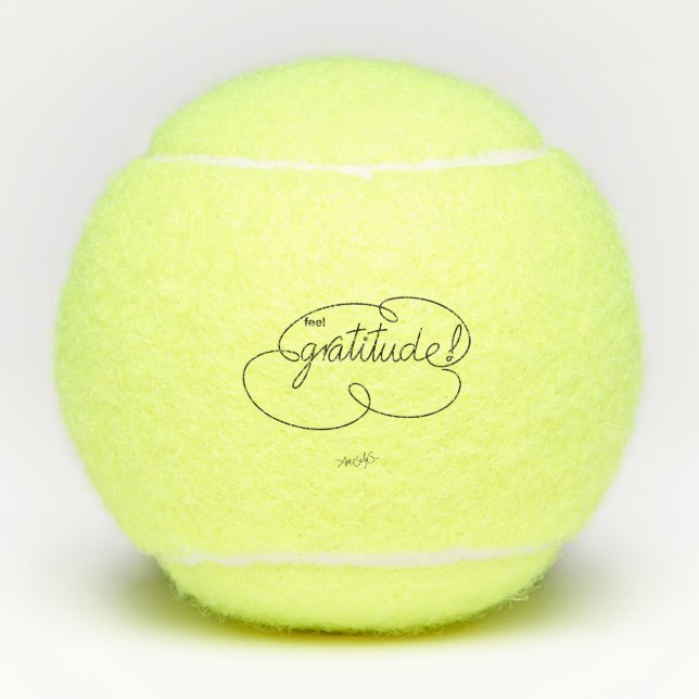 Pelotas De Tenis sentirse GRATITUD - Negrita CloudS Tennis Ball (Anverso)