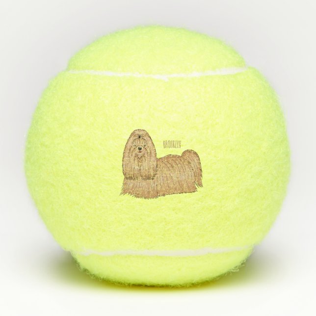 Pelotas De Tenis Shih tzu personalizado de pelo largo ilustracion (Anverso)