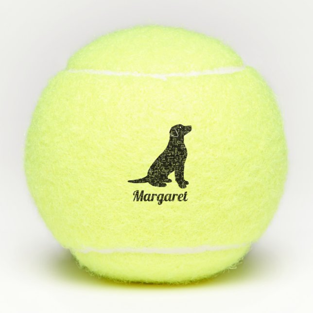 Pelotas De Tenis Silueta negra personalizada de Labrador (Anverso)