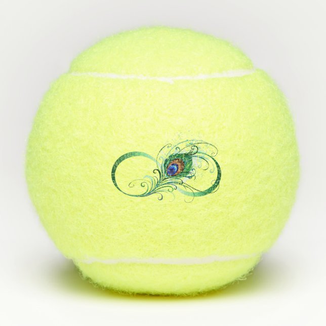 Pelotas De Tenis Símbolo infinito con pluma de pavo real (Anverso)
