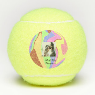 Pelotas De Tenis simple minimal add your name photo pink blue green