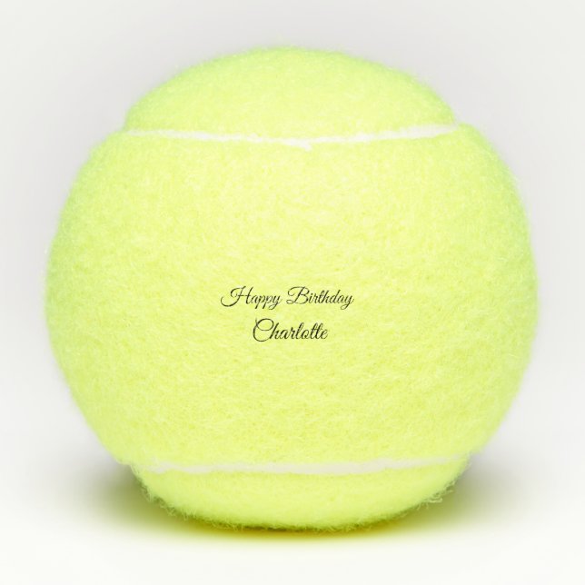 Pelotas De Tenis SIMPLE MINIMAL.CUTIE ADD NAME BABY happy birthday  (Anverso)