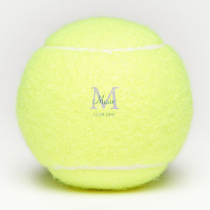 Pelotas De Tenis simple mínimo añadir nombre monograma púrpura fech