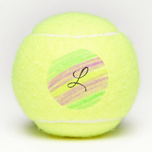 Pelotas De Tenis Simple verde púrpura acuarela añade tu monograma n