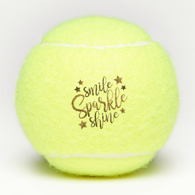 Pelotas De Tenis Smile Sparkle Shine Black Gold Personalizado (Anverso)