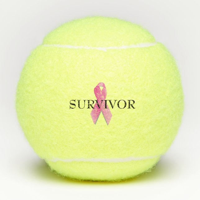 Pelotas De Tenis Sobreviviente de cáncer de mama Cinta rosa (Anverso)
