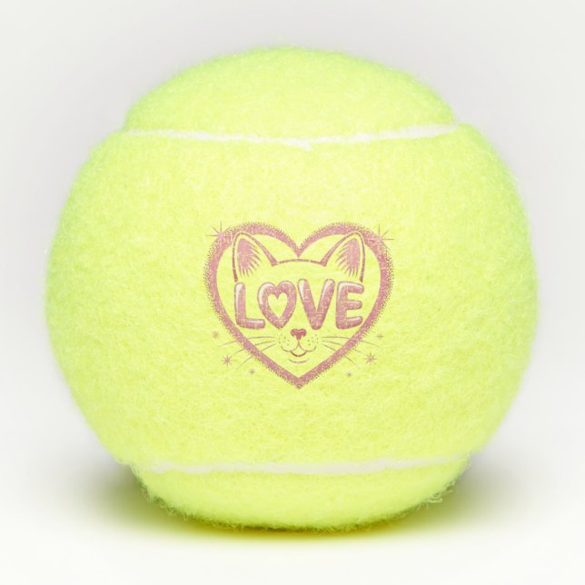 Pelotas De Tenis Sparkling Cat Love (Anverso)