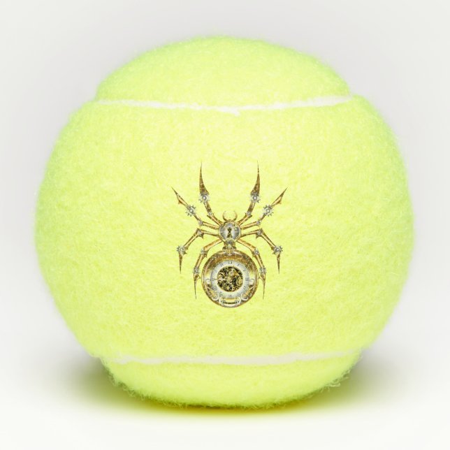 Pelotas De Tenis Spider Steampunk sobre fondo morado (Anverso)