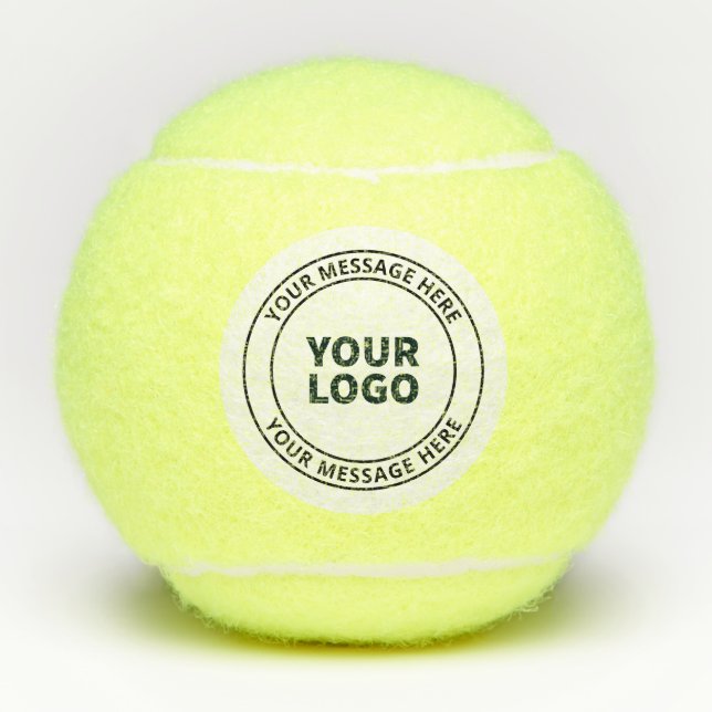 Pelotas De Tenis Su logotipo cargado + texto circular editable (Anverso)