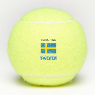 Pelotas De Tenis Suecia Bandera Sueca Negra Personalización