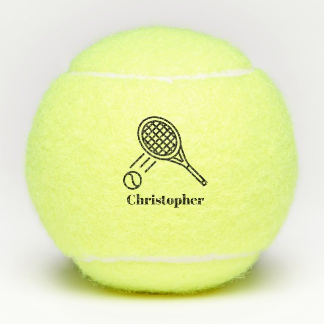 Pelotas De Tenis Tema del tenis Deportes Monogramo Nombre Salones d (Anverso)