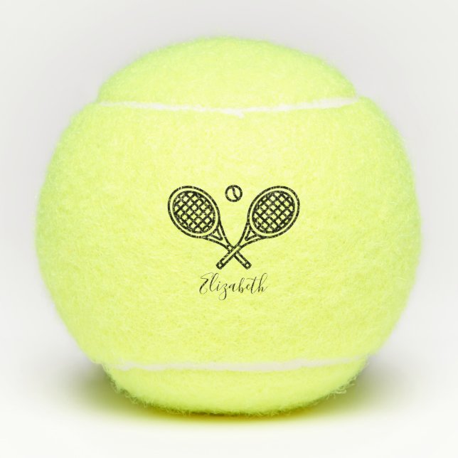 Pelotas De Tenis Tema del tenis Elegante guión Monograma Tenis  (Anverso)