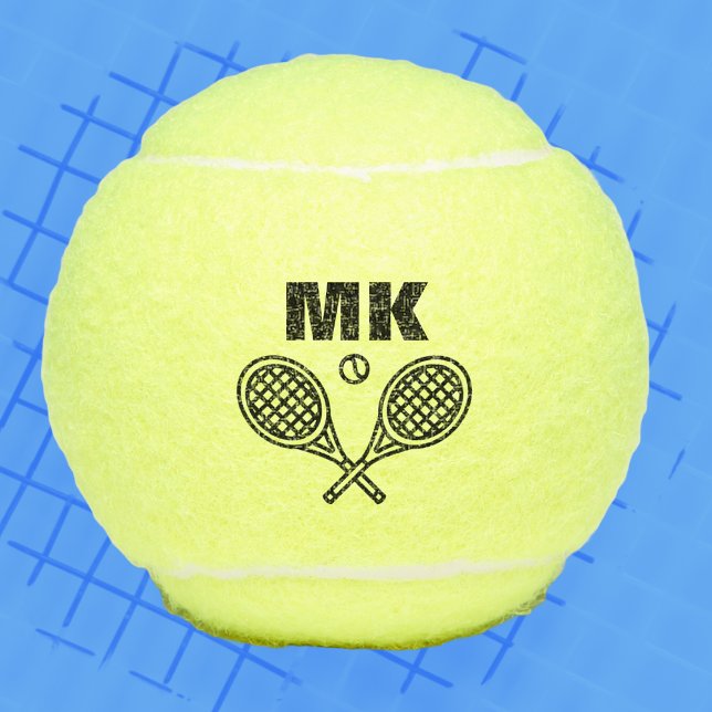 Pelotas De Tenis Tema del tenis Gran negrita Monogramado (Custom Personalized Tennis Ball With Monogram Letters. Perfect for single or doubles players. )